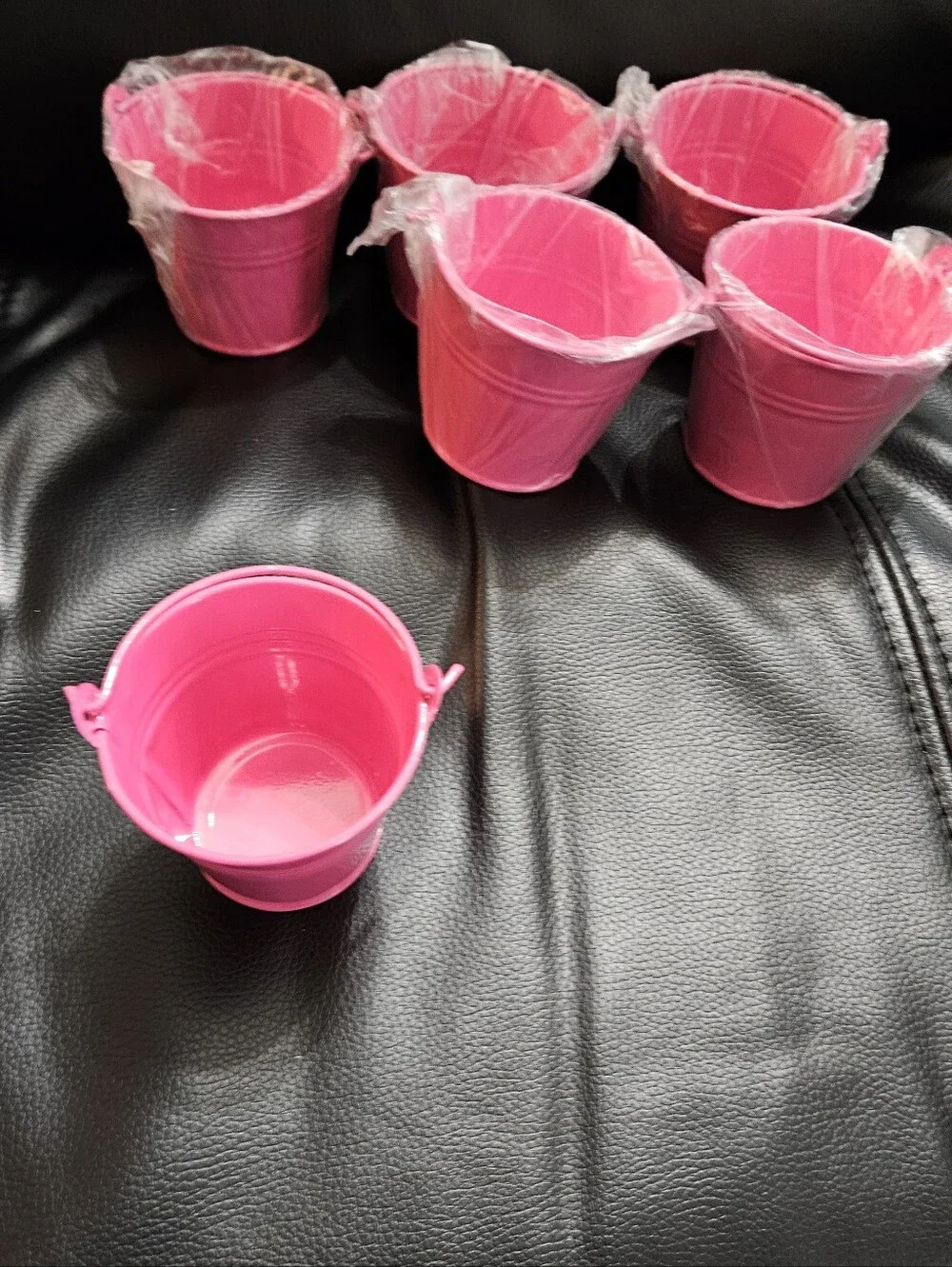 Pink Mini Metal Party Buckets - Set of 6